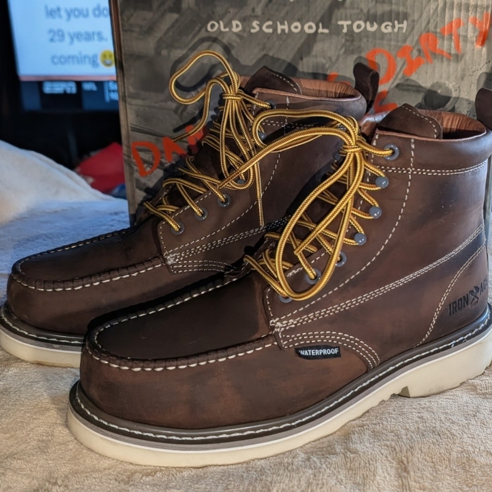 WoW! $179 IRON AGE (IA5062) SOLIDIFIER Brown Waterproof Men's Boots Sz 8 M